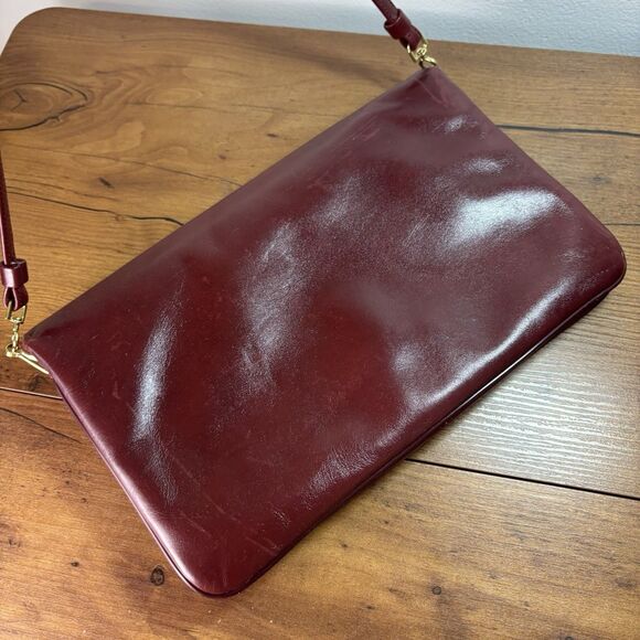 Vintage Etienne Aigner Burgundy Oxblood Leather Classic Clutch Shoulder Bag - Picture 11 of 16
